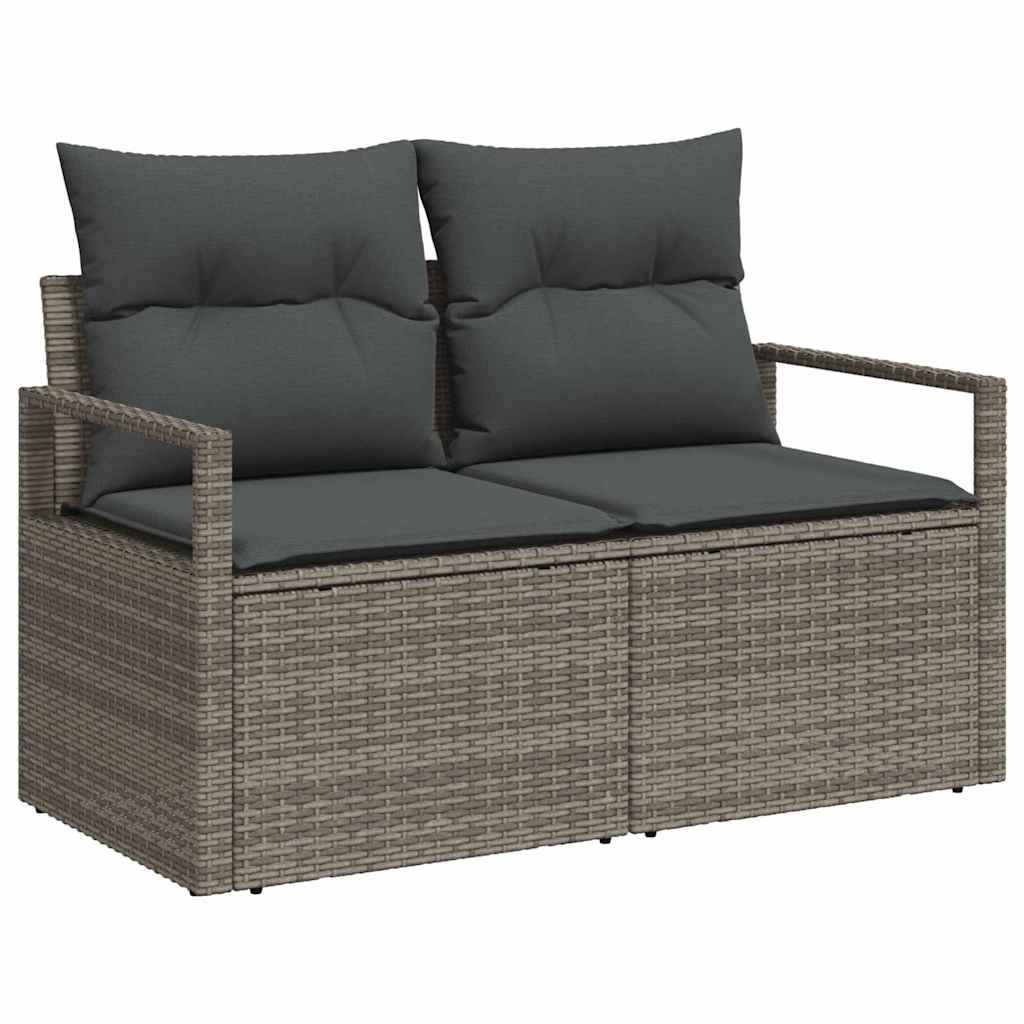 Gartensofa mit Kissen Grau 120 x 62 x 69cm Poly-Rattan